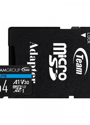 Картка пам'яті MicroSDXC 64 GB UHS-I/U3 Class 10 Team Elite
(T...