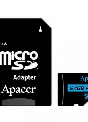 Картка пам'яті MicroSDXC 64 GB UHS-I/U3 Class 10 Apacer + SD a...
