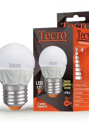 Лампа світлодіодна Tecro 5W E27 3000K (PRO-G45-5W-3K-E27)