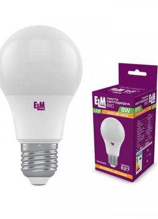 Лампа світлодіодна стандартна ELM 8W E27 3000 K (18-0185)