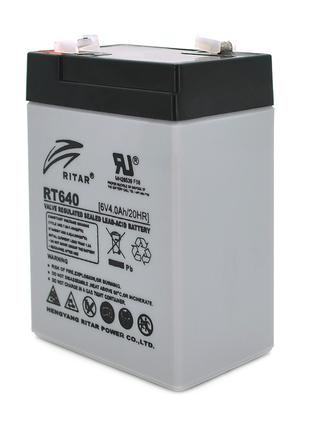 Акумуляторна батарея AGM RITAR RT640, Black Case, 6 V 4 Ah ( 7...
