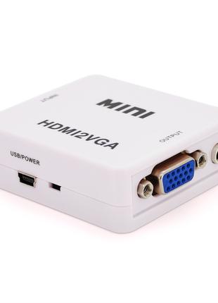 Конвертер Mini, HDMI to VGA, ВХОД HDMI (мама) на ВИХОД VGA (ма...