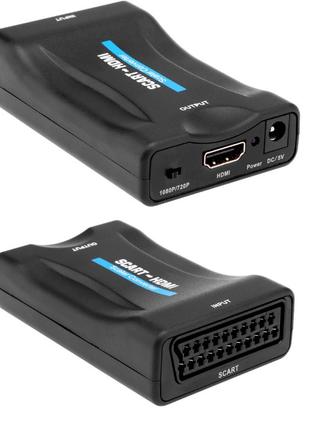 Конвертер SCART (мама) на HDMI(мама), 5V/2A, Black, Box, Q250