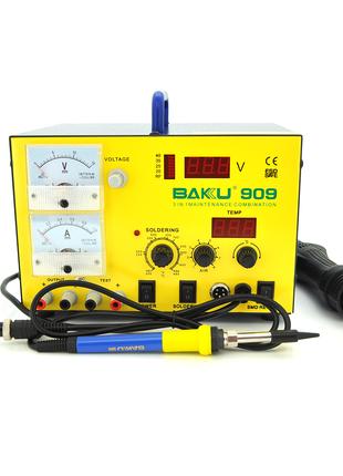 Паяльна станція BAKKU BK-909 цифрова індикація, паяльник + фен...
