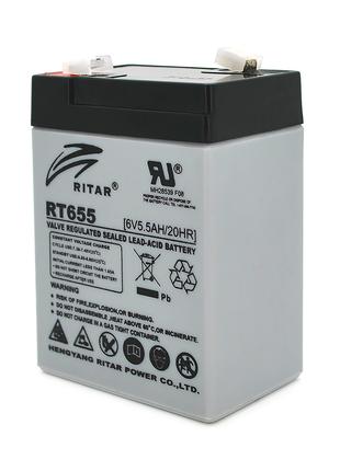 Акумуляторна батарея AGM RITAR RT655, Black Case, 6V 5.5 Ah ( ...