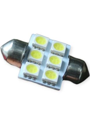 Лампочка 2-х цокольная LED T11_C5W SMD белая 6-диодов 12V-3Вт ...