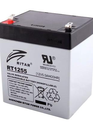 Акумуляторна батарея AGM RITAR RT1255, Black Case, 12 V 5.5 Ah...