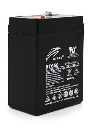 Акумуляторна батарея AGM RITAR RT650, Black Case, 6 V 5 Ah ( 7...
