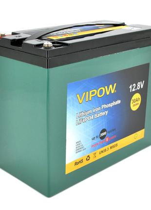 Акумуляторна батарея Vipow LiFePO4 12,8 V 30 Ah з вбудованою В...