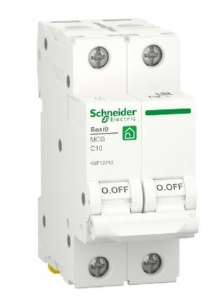 Автоматичний вимикач Schneider RESI9 10А, 2P, крива С, 6 кА
