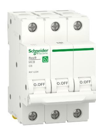 Автоматичний вимикач Schneider RESI9 6А, 3P, крива С, 6 кА