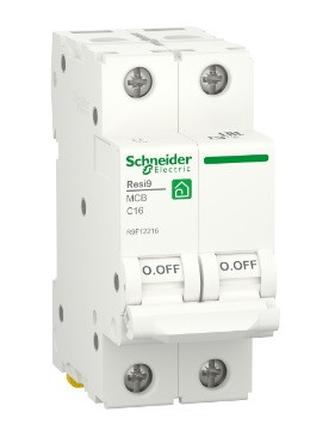 Автоматичний вимикач Schneider RESI9 16А, 2P, крива С, 6 кА