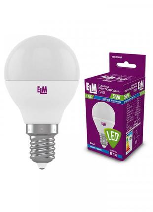 Лампа світлодіодна куля ELM 5W E14 4000K (18-0046)