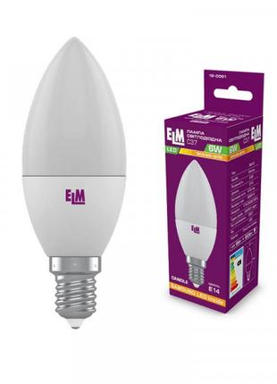 Лампа світлодіодна свічка ELM 6W E14 3000K (18-0091)