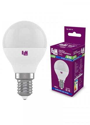 Лампа світлодіодна куля ELM 6W E14 4000K (18-0014)