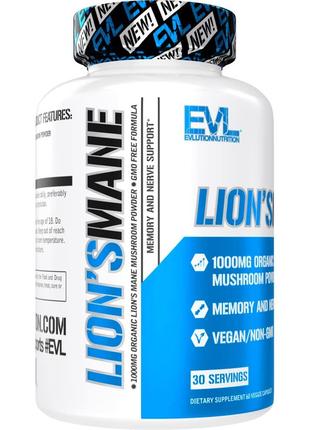 Ежовик гребенчатый EVLution Nutrition Lion's Mane, 60 Veggie C...
