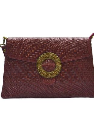 Жіноча шкіряна сумочка-клатч Italian fabric bags 2197 burgundy