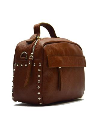 Жіноча шкіряна сумка крос-боді Italian fabric bags 1166 brown