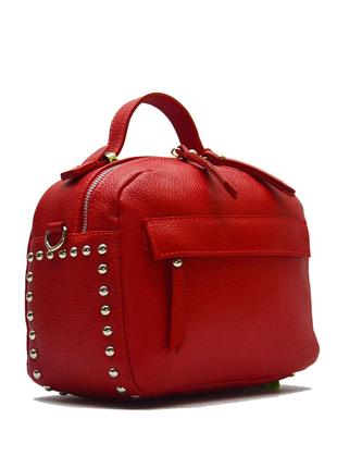 Жіноча шкіряна сумка крос-боді Italian fabric bags 1166 red