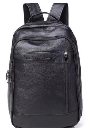 Чоловічий міський рюкзак шкіряний Tiding Bag B2-09555A чорний