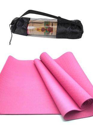 Килимок для йоги та фітнесу NQ Sports TPE+TC 6 мм NQ001 pink