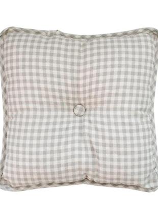 Декоративна подушка з пуговкою Bella Сіра клітинка