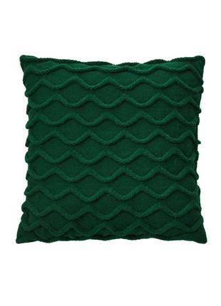 Декоративна подушка вязана Хвилі зелена 33х33 см