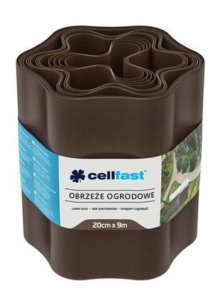 Cellfast Стрічка газонна, бордюрна, хвиляста, 20см x 9м, корич...