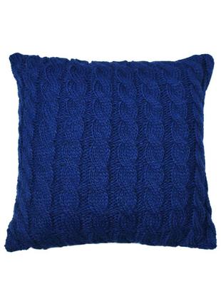 Декоративна подушка вязана Коси синя33х33 см