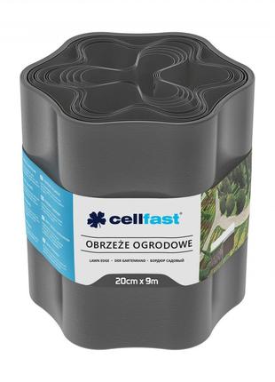 Cellfast Стрічка газонна, бордюрна, хвиляста, 20см x 9м, графіт