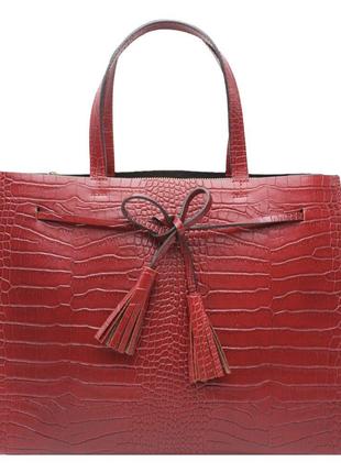 Жіноча шкіряна сумка Italian fabric bags 2577 bordeaux