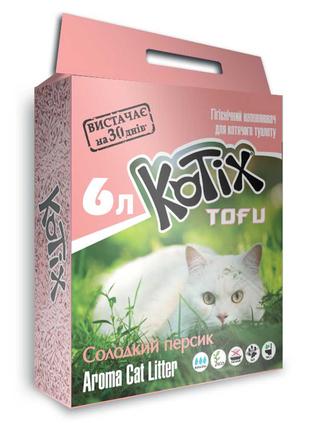 Наповнювач для котів KOTIX  TOFU Honey Peach. 6L