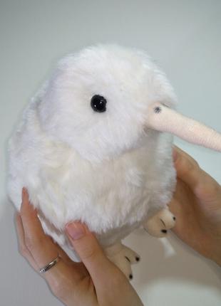Плюшевая, мягкая игрушка белая птичка Киви, подарок (Под заказ)