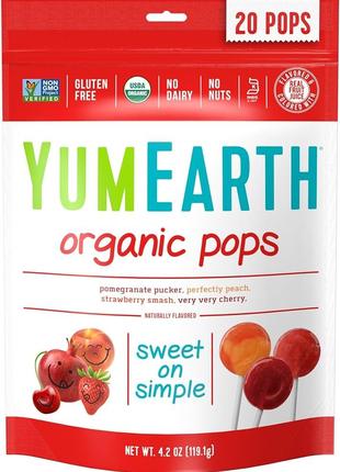 Льодяники з різними фруктовими смаками органік YumEarth (Pops)...