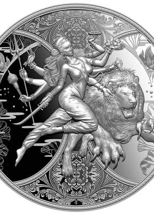 Серебряная монета «Дурга-индуистская богиня» с сертификатом, 2024