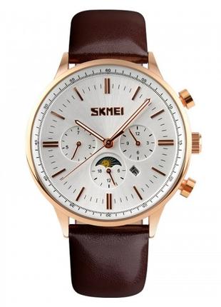 Мужские кварцевые наручные часы на кожаном ремешке Skmei 9117 ...
