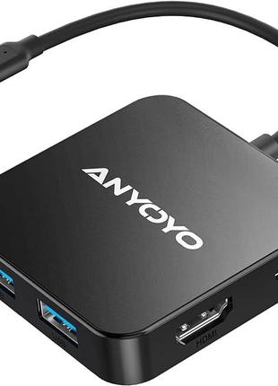 ANYOYO USB C Hub USB-адаптер-разветвитель 6в1 с HDMI 4K, 30Гц,...