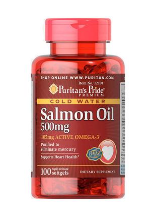 Рыбий жир лосося Puritan's Pride Salmon Oil 500 mg 100 Softgels