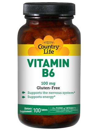 Витамин В6 Country Life Vitamine B6 100 mg 100 Tablets