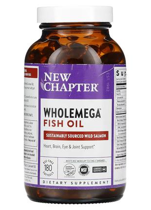 Жирные кислоты New Chapter Wholemega Fish Oil, 180 капсул