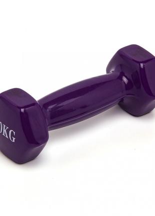 Гантель для фитнеса виниловая IVN 1кг (1шт) цвет фиолетовый