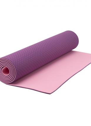 Коврик для йоги и фитнеса IVN 1830*610*6 мм TPE цвет фиолетово...