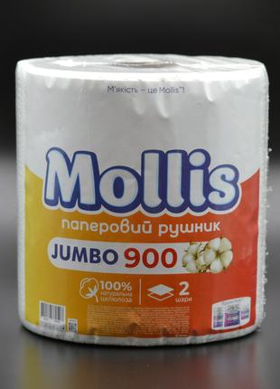 Рушник паперовий "Mollis" / 2-шаровий / білий / 99м / 900 відр...