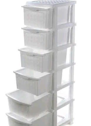 Белый пластиковый комод, шкафчик, тумбочка на 6 ящиков