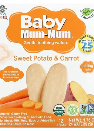Hot Kid, Baby Mum-Mum, рисовые сухарики с бататом и морковью, ...