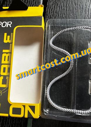 USB кабель для iPhone Aspor A175 Lightning Nylon 3A 0.3m silver