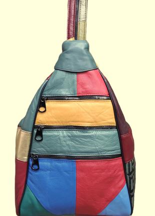 Рюкзак сумка кожаный вместительный цветной (Турция)