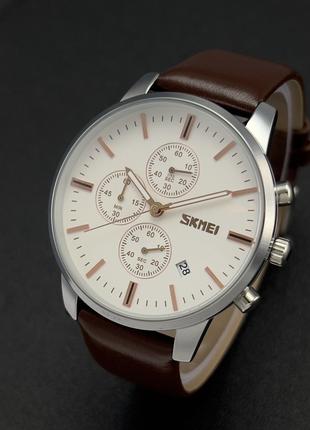 Мужские кварцевые наручные часы на кожаном ремешке Skmei 9103 ...