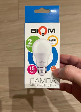 Світлодіодна лампа Е27 Biom BT-516 А60 15Вт 4500К білий нейтр.