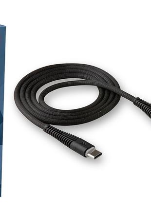 USB кабель Walker C550 Type-C 2.4A 1м нейлоновая оплетка, черный